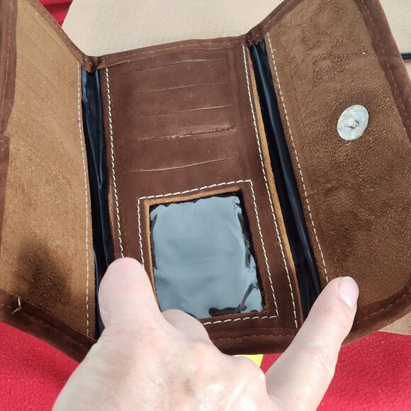 JL Brand Mexican Floral Design Embroidered Leather Snap Shut Wallet / Clutch RGL - Picture 16 of 16